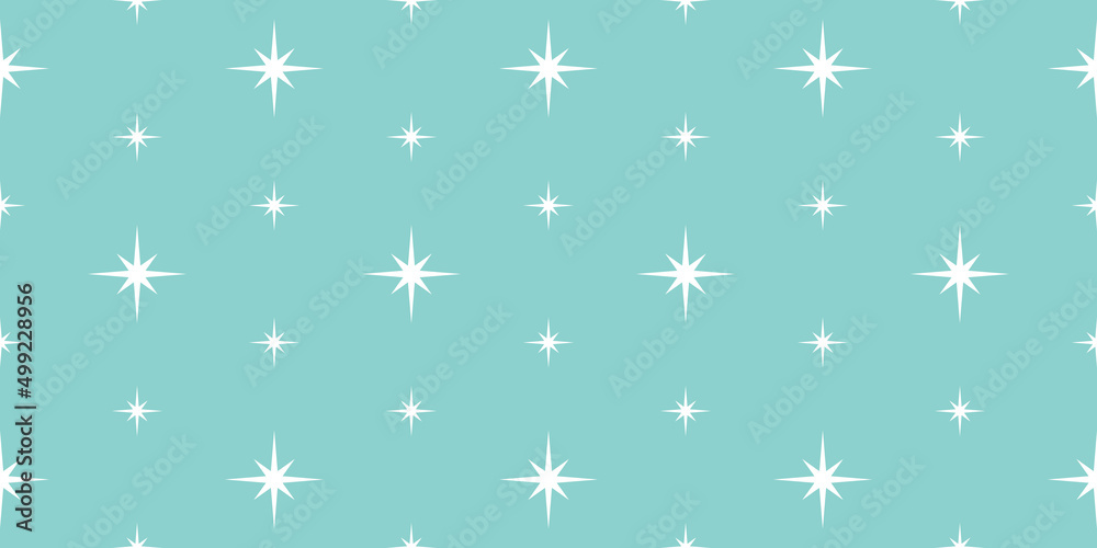 Retro 50s Starburst Pattern in Vintage Turqoise | Seamless Vector Wallpaper | Repeating Fifties Atomic Design