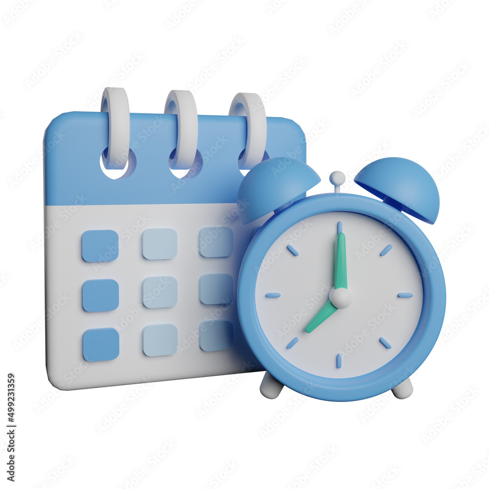 Alarm clock or date reminder icon 3D rendering illustration Alarm clock or date reminder icon 3D rendering illustration