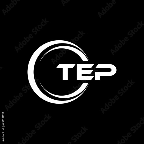 TEP letter logo design with black background in illustrator, vector logo modern alphabet font overlap style. calligraphy designs for logo, Poster, Invitation, etc.