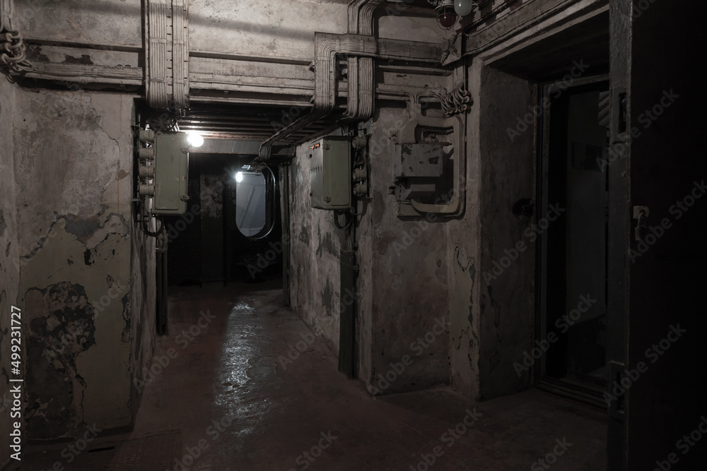 Abstract dark military bunker interio Abstract dark military bunker interio