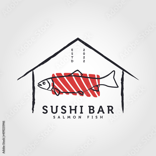 Sushi bar logo vector inspiration, Japanese Seafood. Japanese food shop