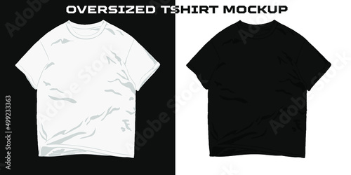 Unisex Oversized Black and White vector t shirt mockup.