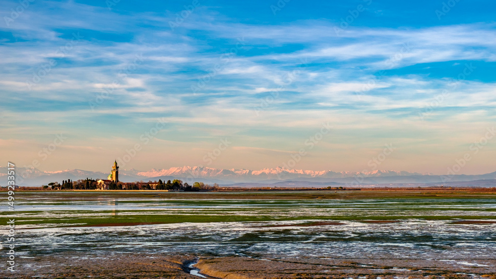 Fototapeta premium Sanctuary of Barbana in the lagoon of Grado, Italy