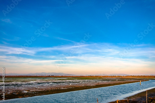 Spring sunset in the lagoon of Grado