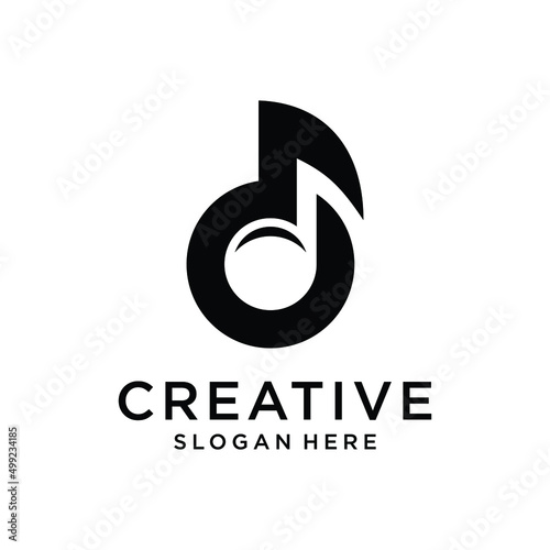 Flat music notes vector logo design template
