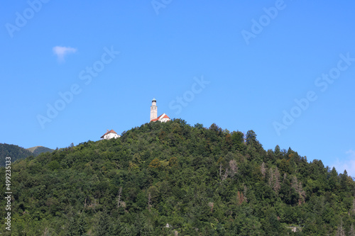 Little Church of Saint Peter on the hill called SAN PIETRO IN CARNIA in Italy photo