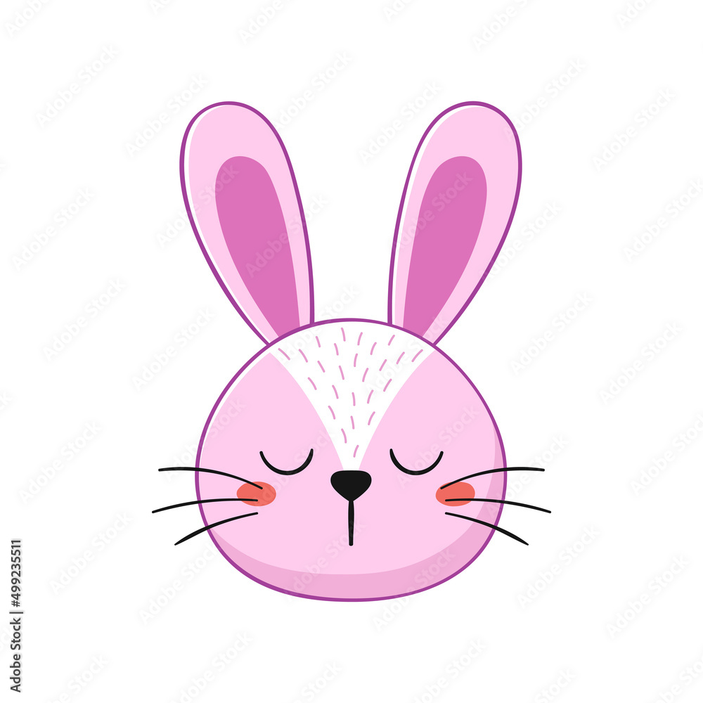 Cute pink rabbit. Little bunny in cartoon style. Vector illustration. Cute pink rabbit. Little bunny in cartoon style. Vector illustration.