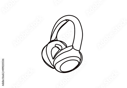 headphones on a white background , continuous line drawing, vector design