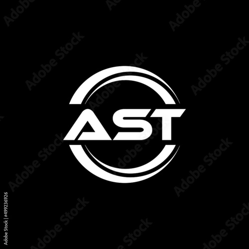 AST letter logo design with black background in illustrator, vector logo modern alphabet font overlap style. calligraphy designs for logo, Poster, Invitation, etc.