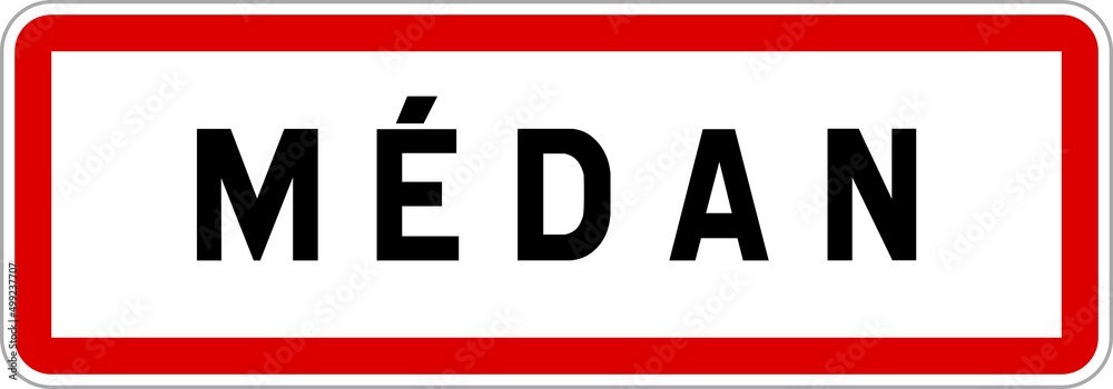 Panneau entrée ville agglomération Médan / Town entrance sign Médan