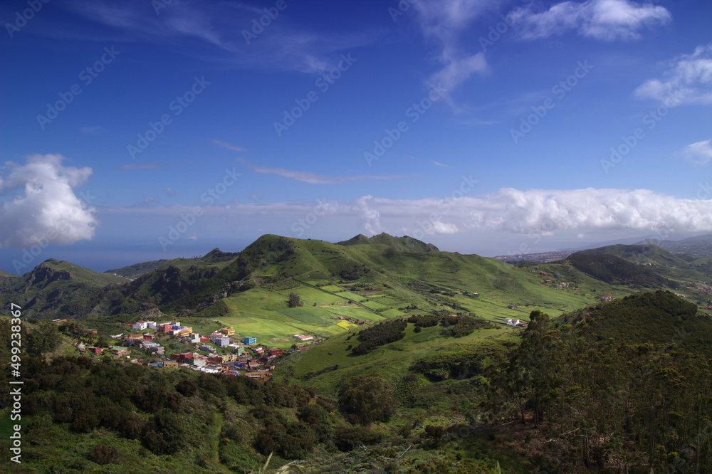 Naklejka premium Tenerife, landscape of the north east part of the island from around Mirador De Jardina viewpoint 