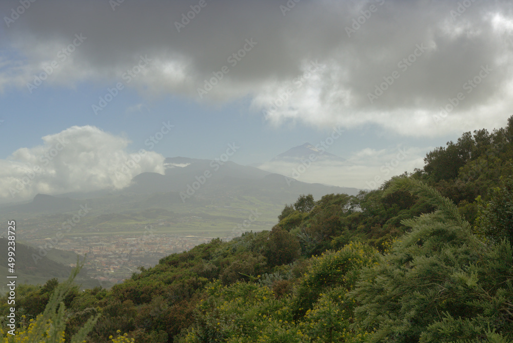 Tenerife, landscape of the north east part of the island from around Mirador De Jardina viewpoint 
