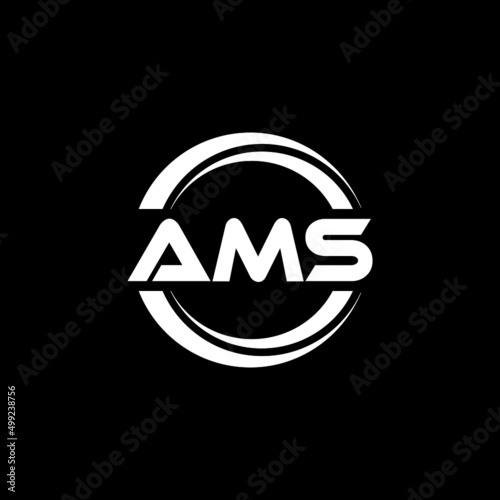 AMS letter logo design with black background in illustrator, vector logo modern alphabet font overlap style. calligraphy designs for logo, Poster, Invitation, etc. photo
