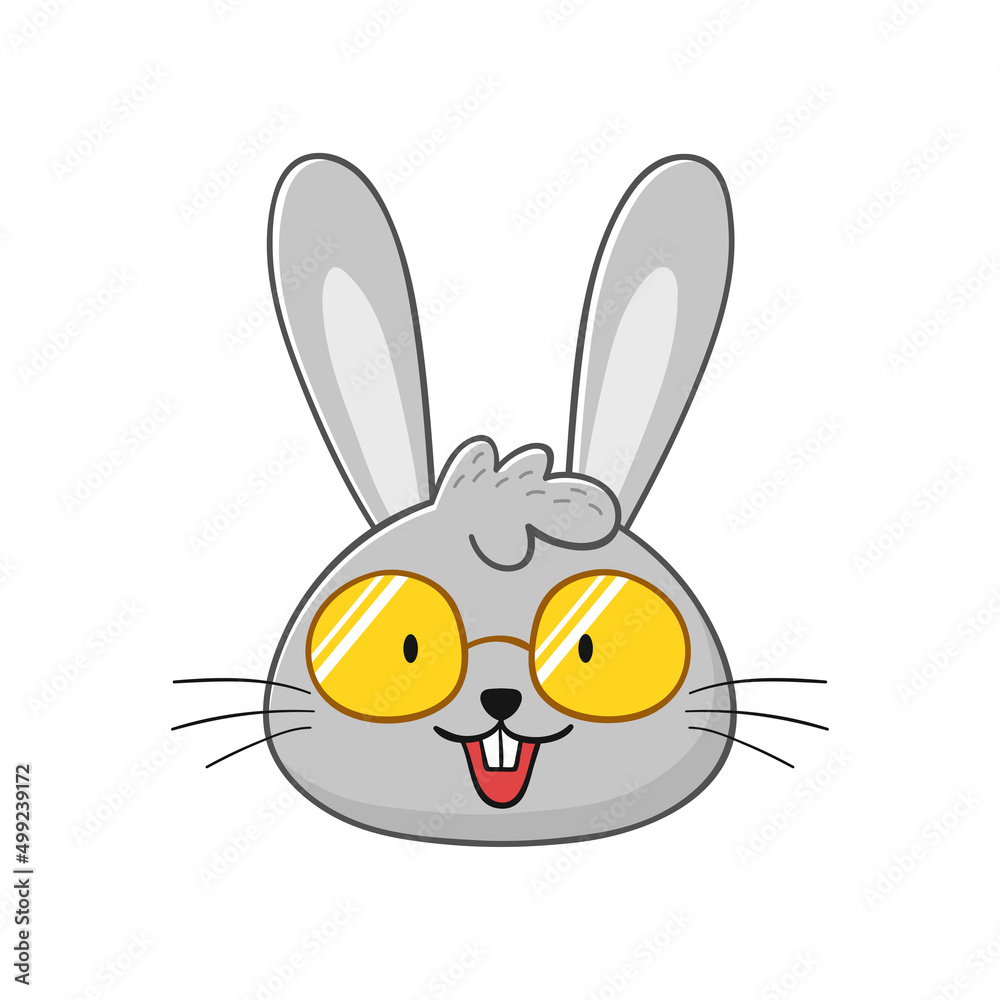 Fototapeta premium Cute rabbit in glasses. Little bunny in cartoon style. Vector illustration.