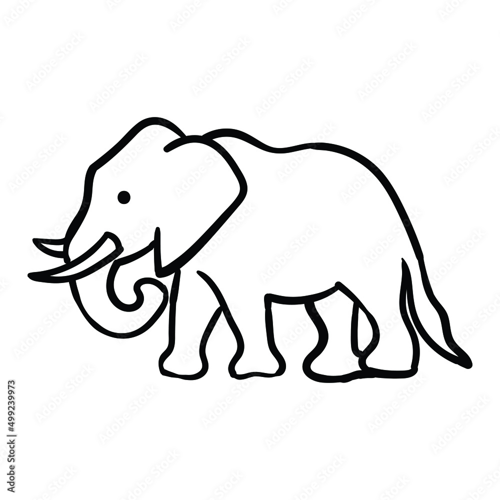 Hand drawing style of elephant line art icon vector. Suitable for wild life, Animal or zoo icon, sign, symbol cartoon or character. Hand drawing style of elephant line art icon vector. Suitable for wild life, Animal or zoo icon, sign, symbol cartoon or character.
