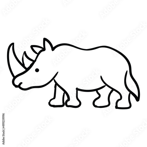 Hand drawing style of rhinoceros line art icon vector. Suitable for wild life, Animal or zoo icon, sign, symbol cartoon or character.