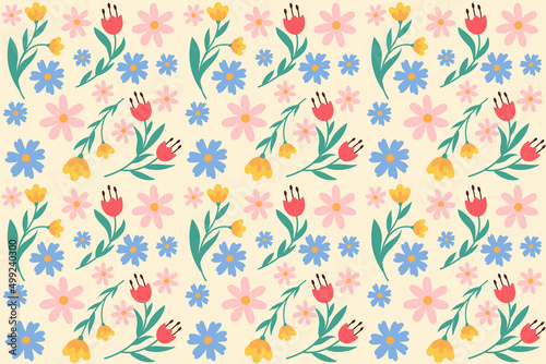 Beautiful floral patterns. Seamless pattern with colorful flowers. Beautiful flowery texture. Pattern for fabric, clothing, wallpaper and notepads.