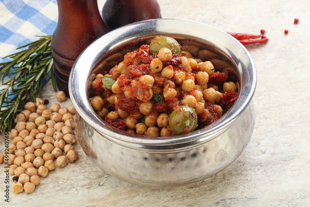 Chickpea beans with dry tomato and olives Chickpea beans with dry tomato and olives
