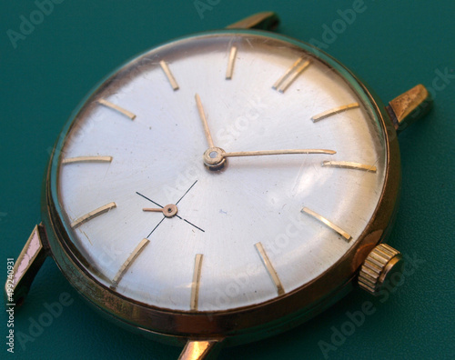 close up of vintage handwound watch