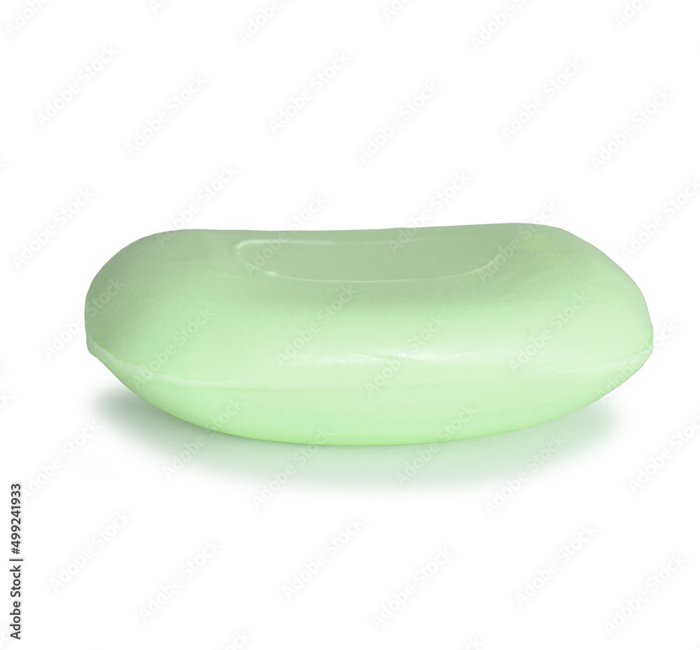 green color bar soap on white background green color bar soap on white background