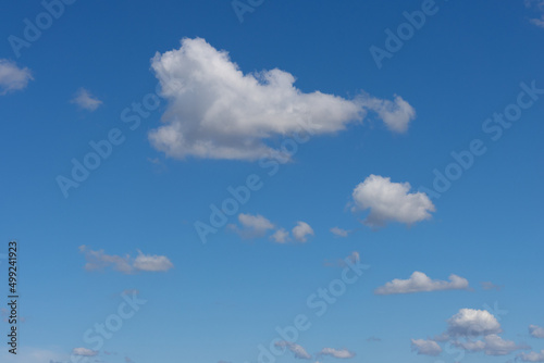 lovely fluffy white clouds in the sky above Sydney NSW Australia at sunset