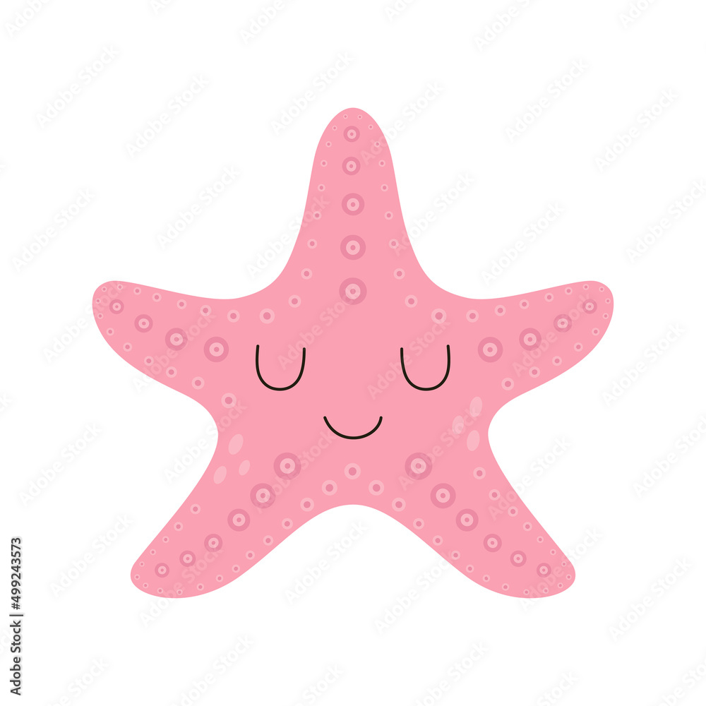 vector illustration with cute starfish in cartoon style vector illustration with cute starfish in cartoon style