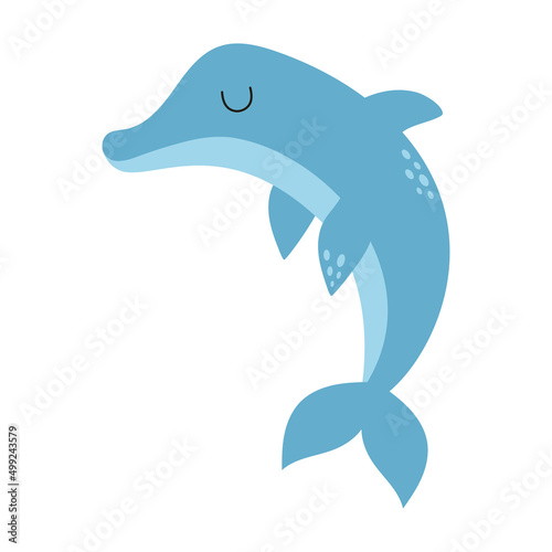 vector illustration with dolphin in cartoon style