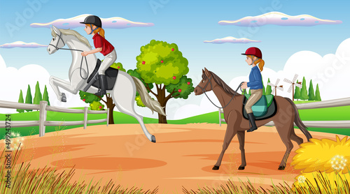 Horse riding scene with jockey and horse