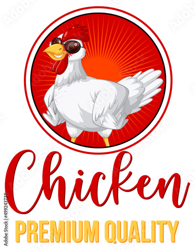 Chicken wearing sunglasses cartoon character logo