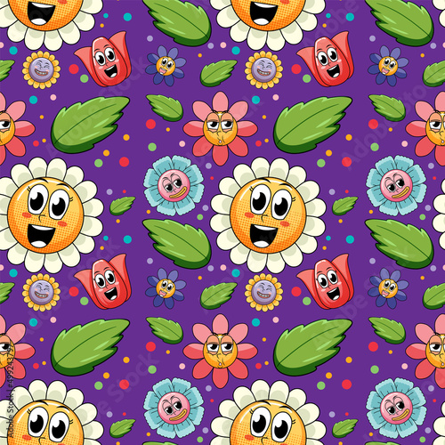 Seamless background with colorful flowers