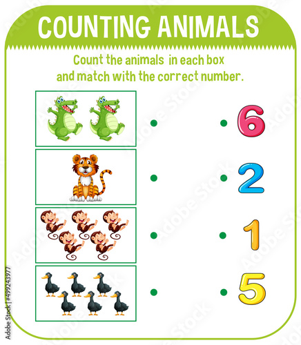 Worksheet design for counting animals