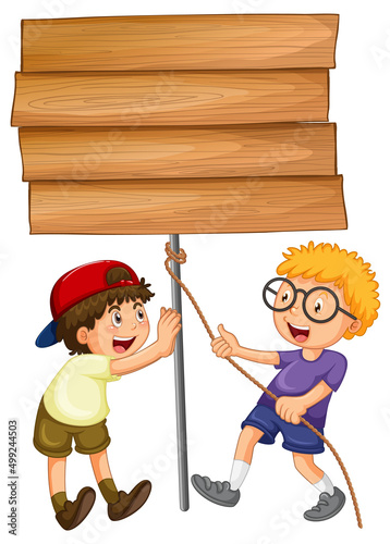 Board template with two happy boys
