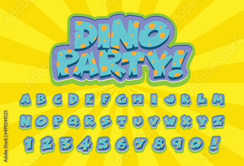 Font design for english alphabets in dinosaur character on color template