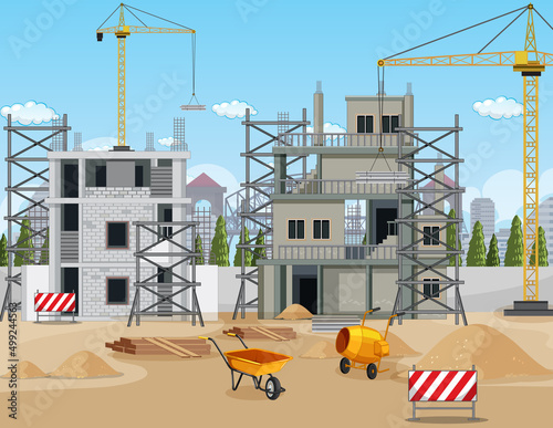 Scene of building construction site