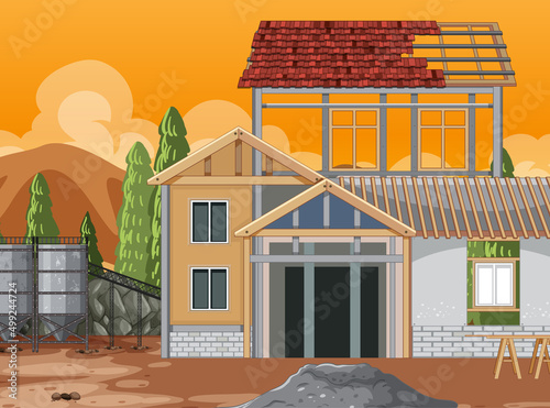 Building construction site scene