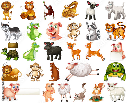 Fototapeta Naklejka Na Ścianę i Meble -  Set of animal cartoon character