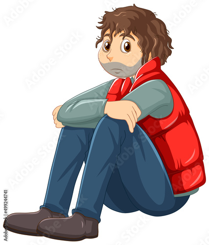 Homeless man cartoon character