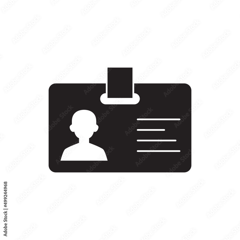 Badge, card, id icon in black flat glyph, filled style isolated on white background Badge, card, id icon in black flat glyph, filled style isolated on white background