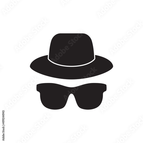 Incognito mask icon in black flat glyph, filled style isolated on white background