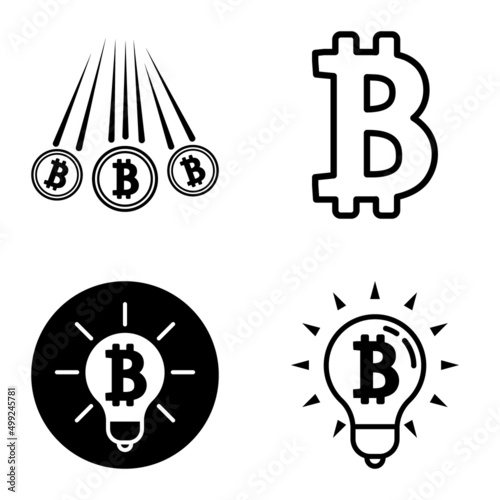 Bitcoins1-2 Flat Icon Set Isolated On White Background