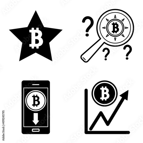 Bitcoins1-2 Flat Icon Set Isolated On White Background
