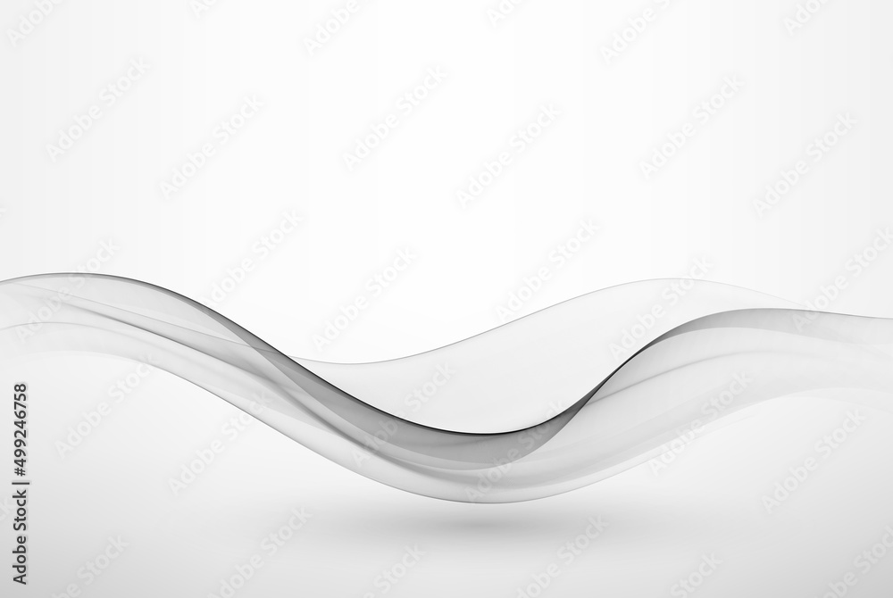 Abstract gray wavy background, smoky stream of transparent gray wave. Abstract wave background. Abstract gray wavy background, smoky stream of transparent gray wave. Abstract wave background.