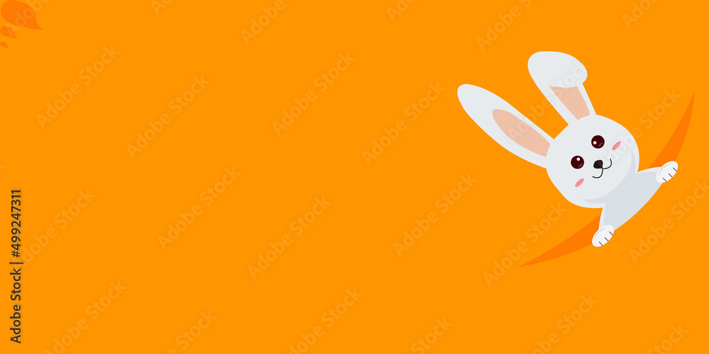 Easter rabbit, easter Bunny. Easter rabbit abstract,Happy easter abstract with rabbit egg,easter day orange abstract background,hunt event minimanl abstract background,Rabbit icon,Vector illustration.
