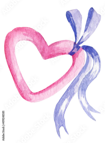 watercolour heart to Valentine day theme, hand drawn sketch, pink and lilac colour on white background. For packaging, wedding, fabric, birthday, Valentine's Day