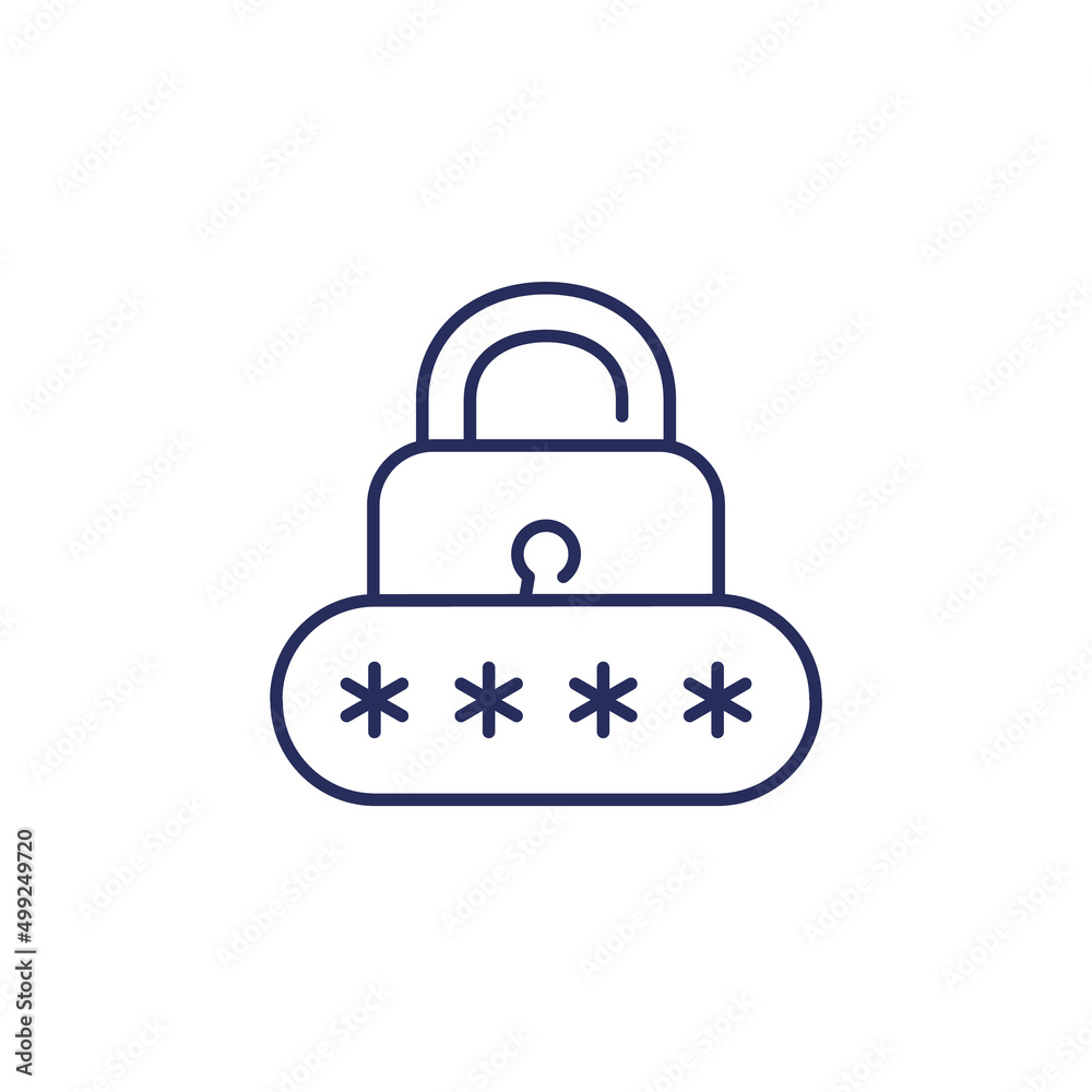 password access line icon on white password access line icon on white