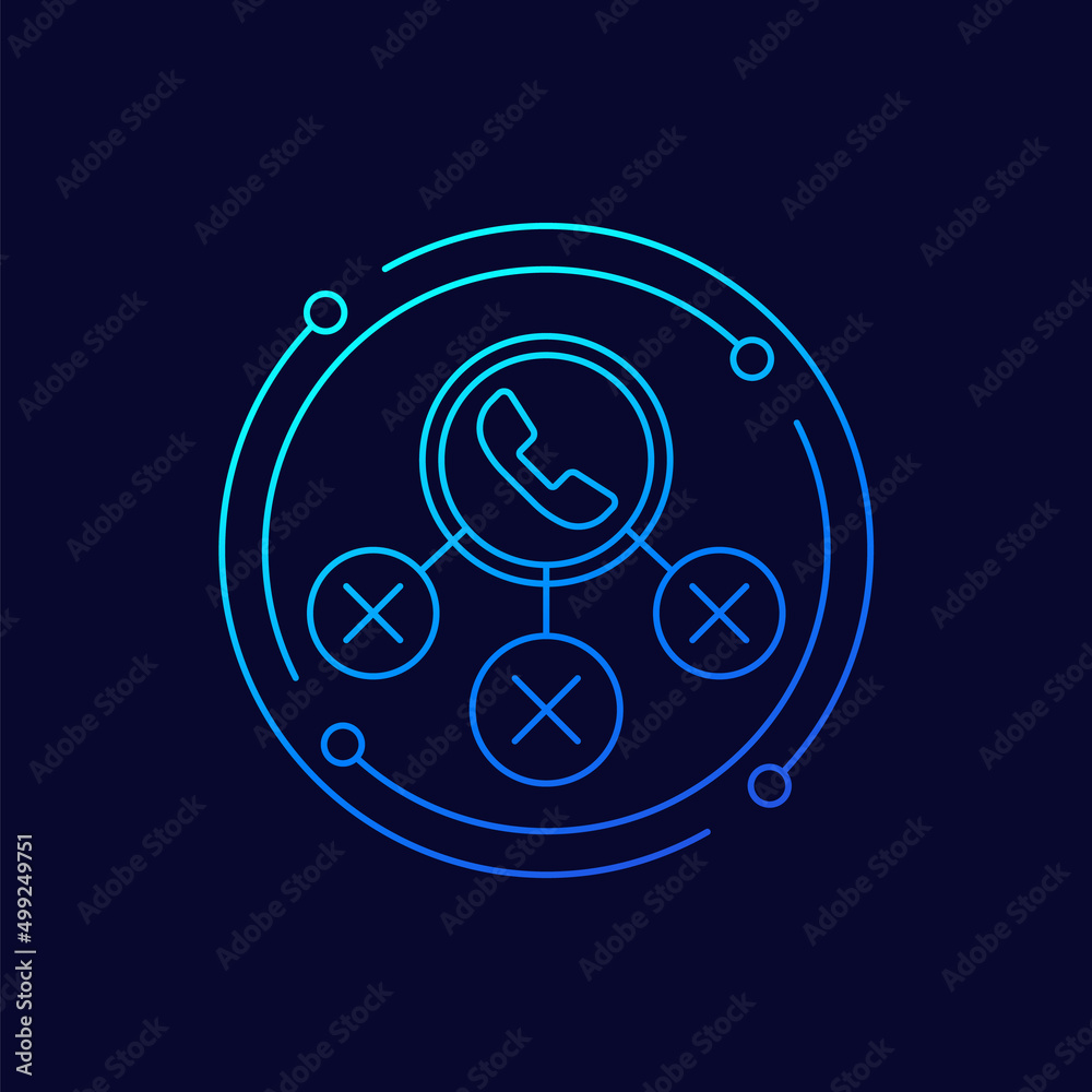 blocked phone calls line vector icon blocked phone calls line vector icon