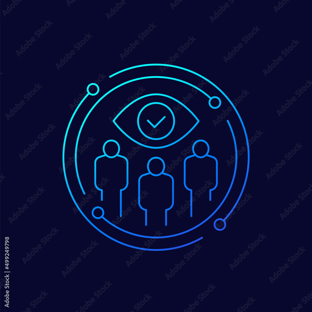 monitoring group icon, linear design monitoring group icon, linear design