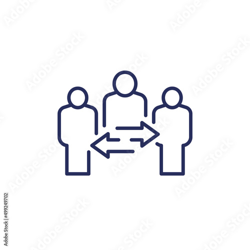 broker or mediator line icon, vector