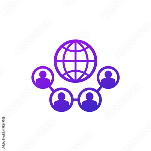 outsourcing icon, global team vector