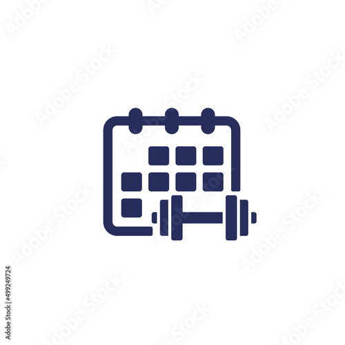 training schedule icon with calendar and dumbbell